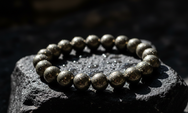 Pyrite Bracelet Natural Fools Gold Abundance Confidence Protection Certified 8 MM