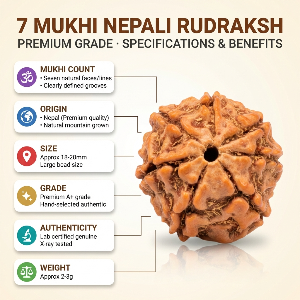 7 Mukhi Nepali Rudraksha Natural