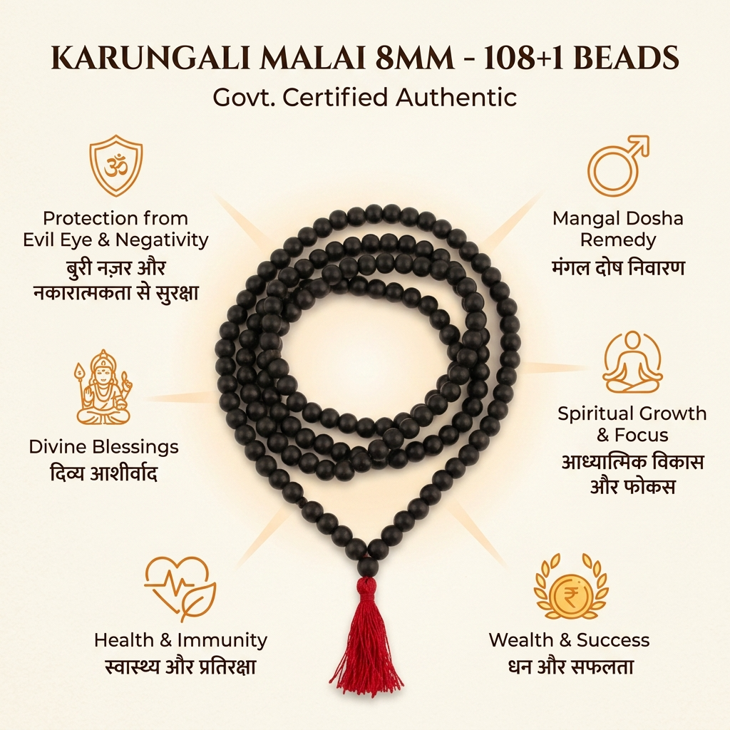 Karungali Mala – 108+1 Authentic Ebony Wood Beads (Certified)