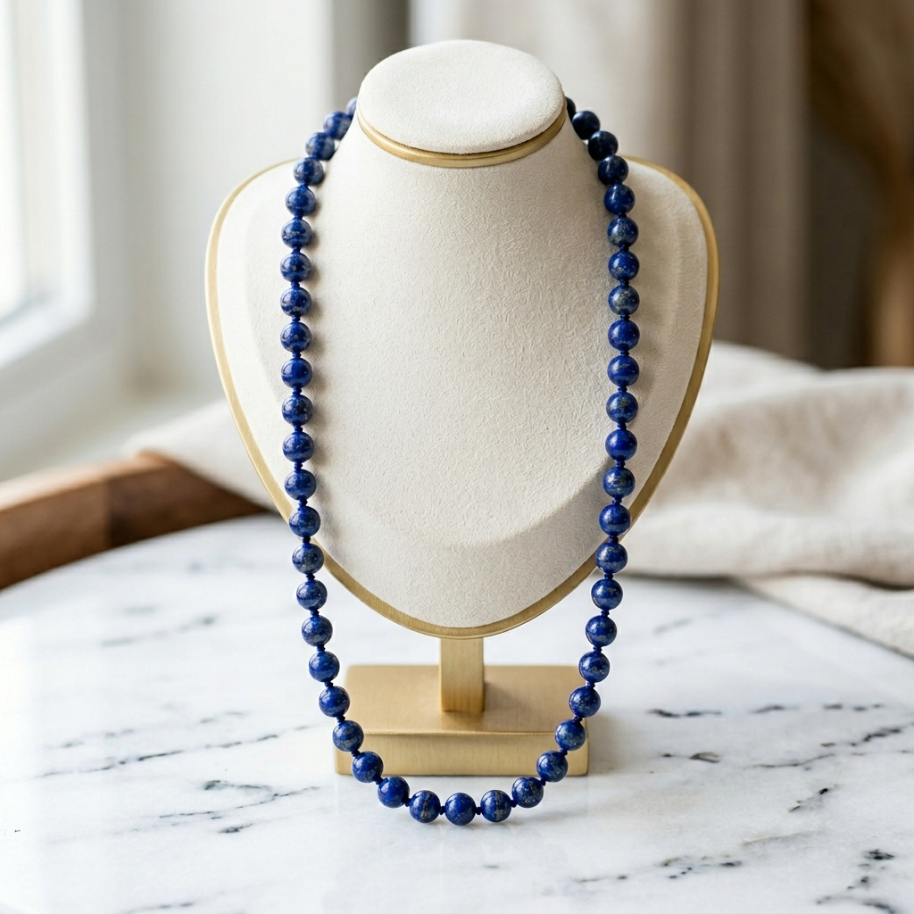 Lapis Lazuli Healing Mala Necklace – Wisdom, Clarity & Communication Energy