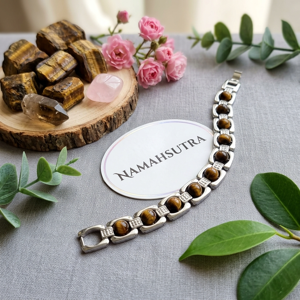 Silver Metal Brown TIger Eye Bracelet