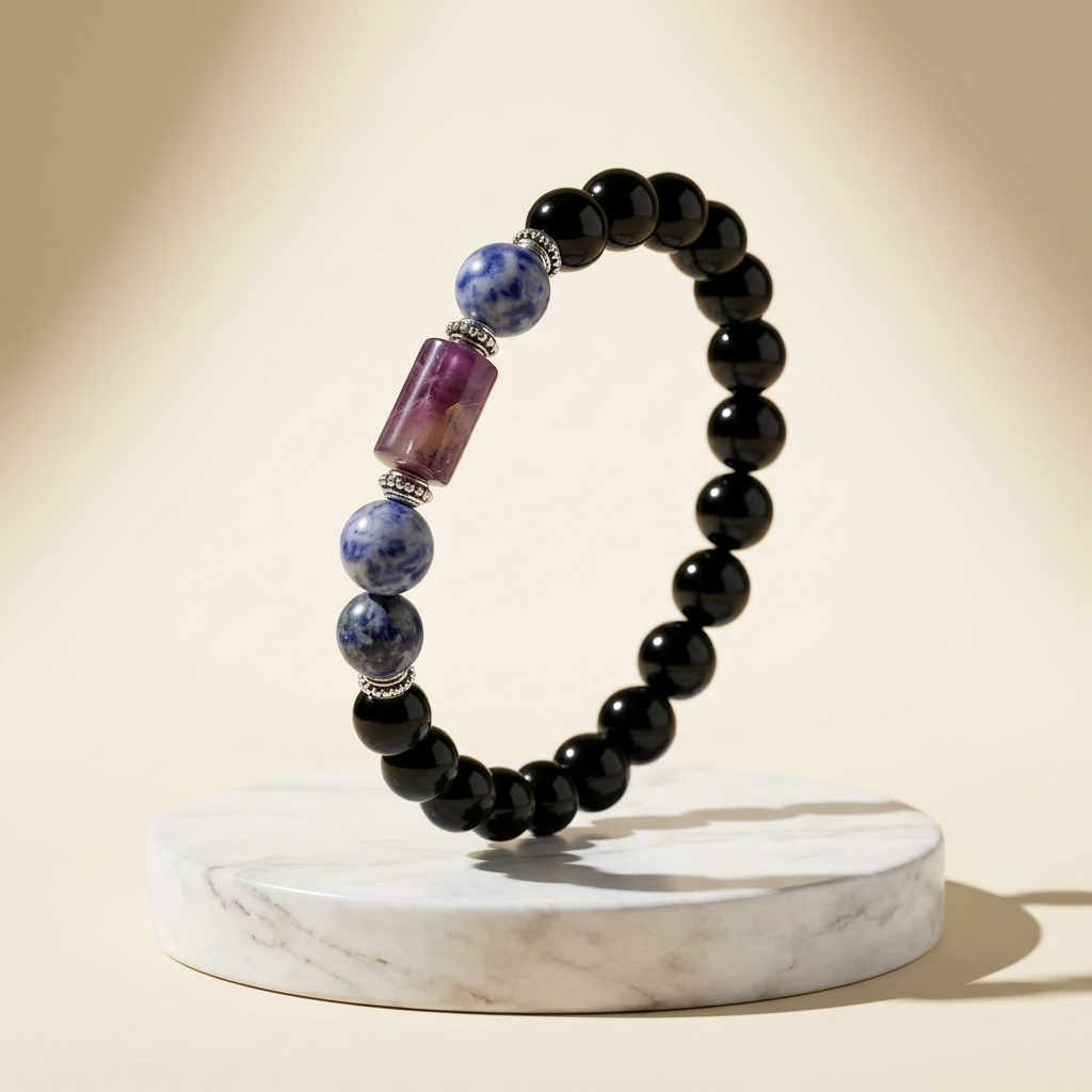 Kumbh Rashi Bracelet — Black Tourmaline Guardian