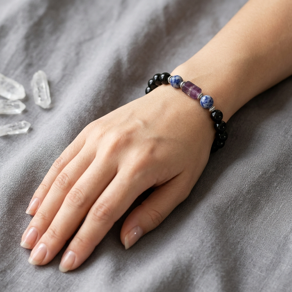 Kumbh Rashi Bracelet — Black Tourmaline Guardian
