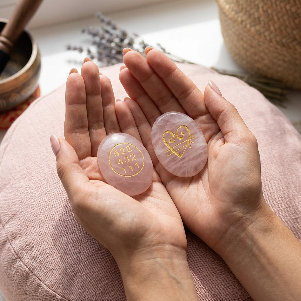 Rose Quartz Zibu Coin – Love Energy & Heart Chakra Healing Crystal