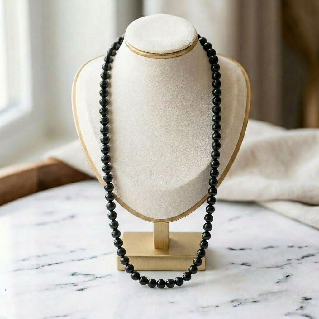 Black Tourmaline Protection Mala Necklace – Energy Shield & Grounding Crystal