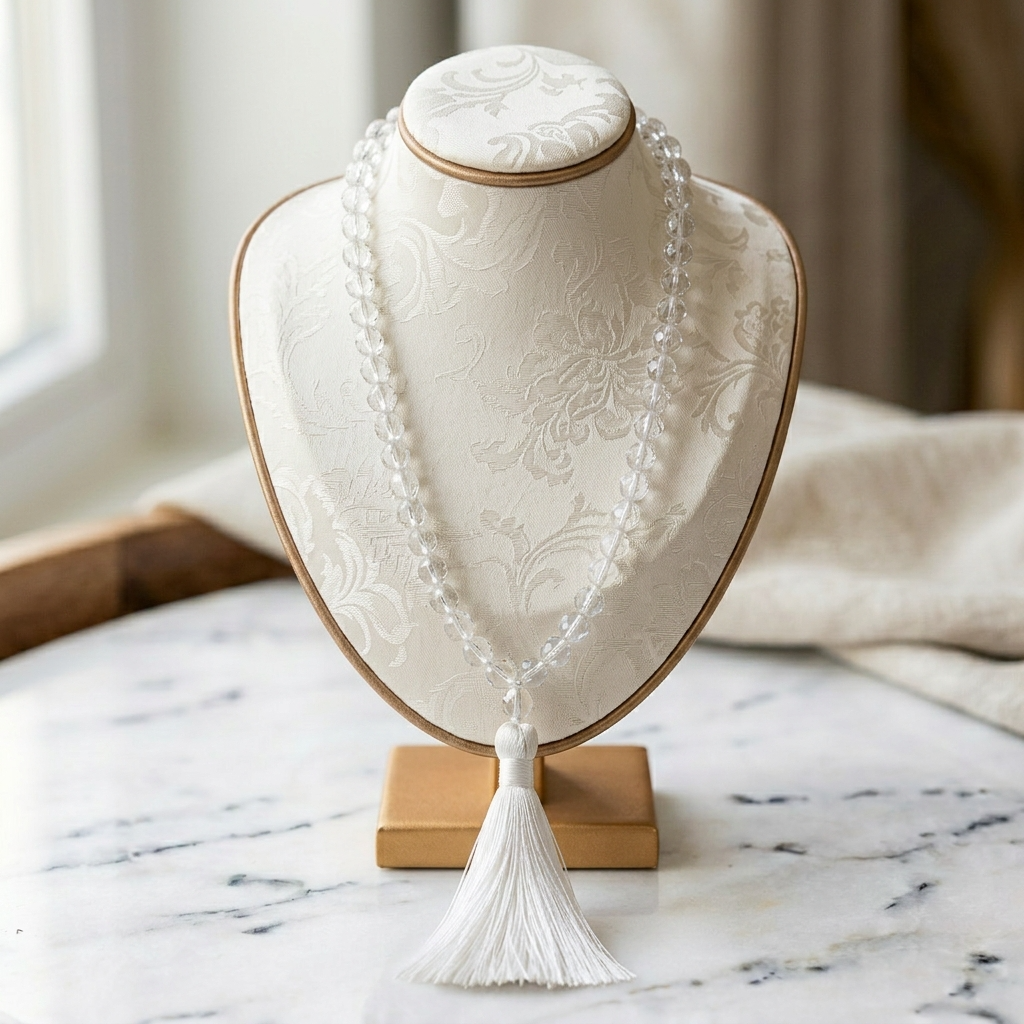 Sphatik Mala Necklace – Clear Quartz Healing & Positive Energy