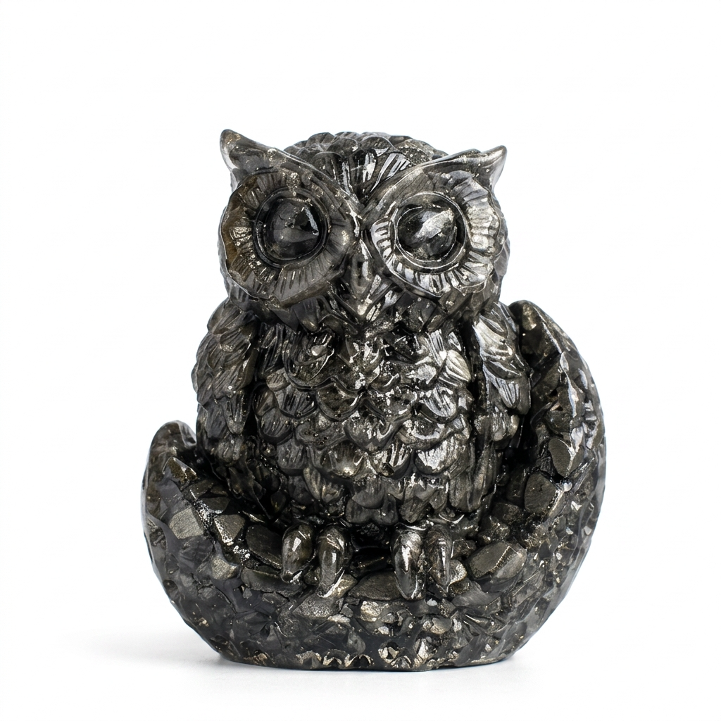 Premium Pyrite Owl – Symbol of Wealth, Intelligence & Success Energy