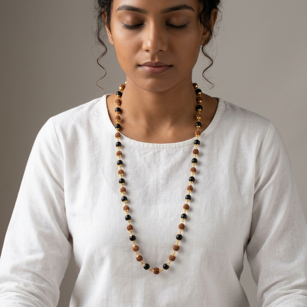 Eternal Guard — Karungali & Rudraksha Mala in Gold