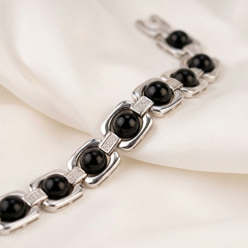 Silver Metal Karungali Bracelet
