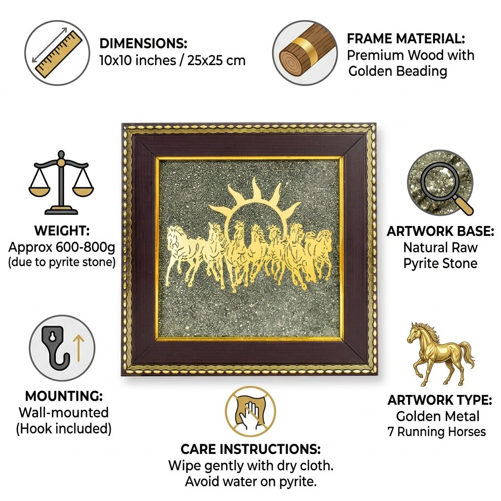 7 Horses on Raw Pyrite Frame