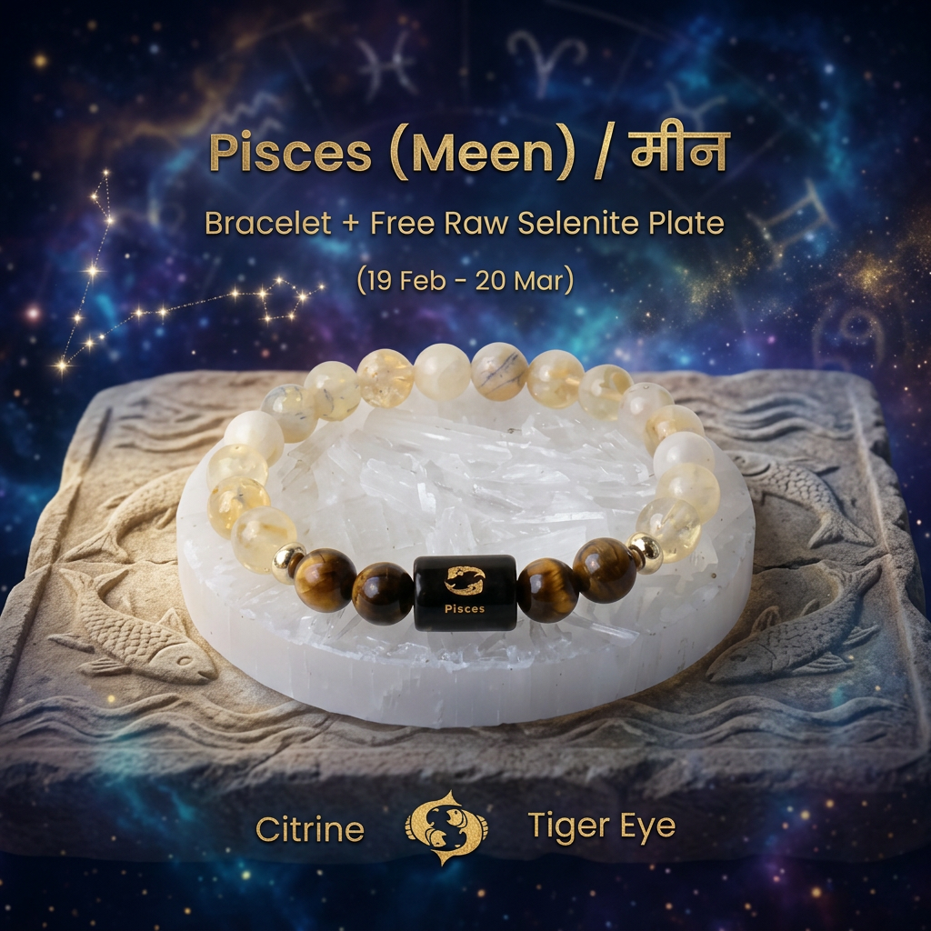 Pisces (मीन राशि) Zodiac Citrine & Tiger Eye Bracelet