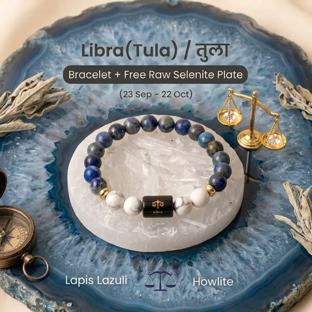 Libra (तुला राशि) Zodiac Lapis Lazuli & Howlite Bracelet