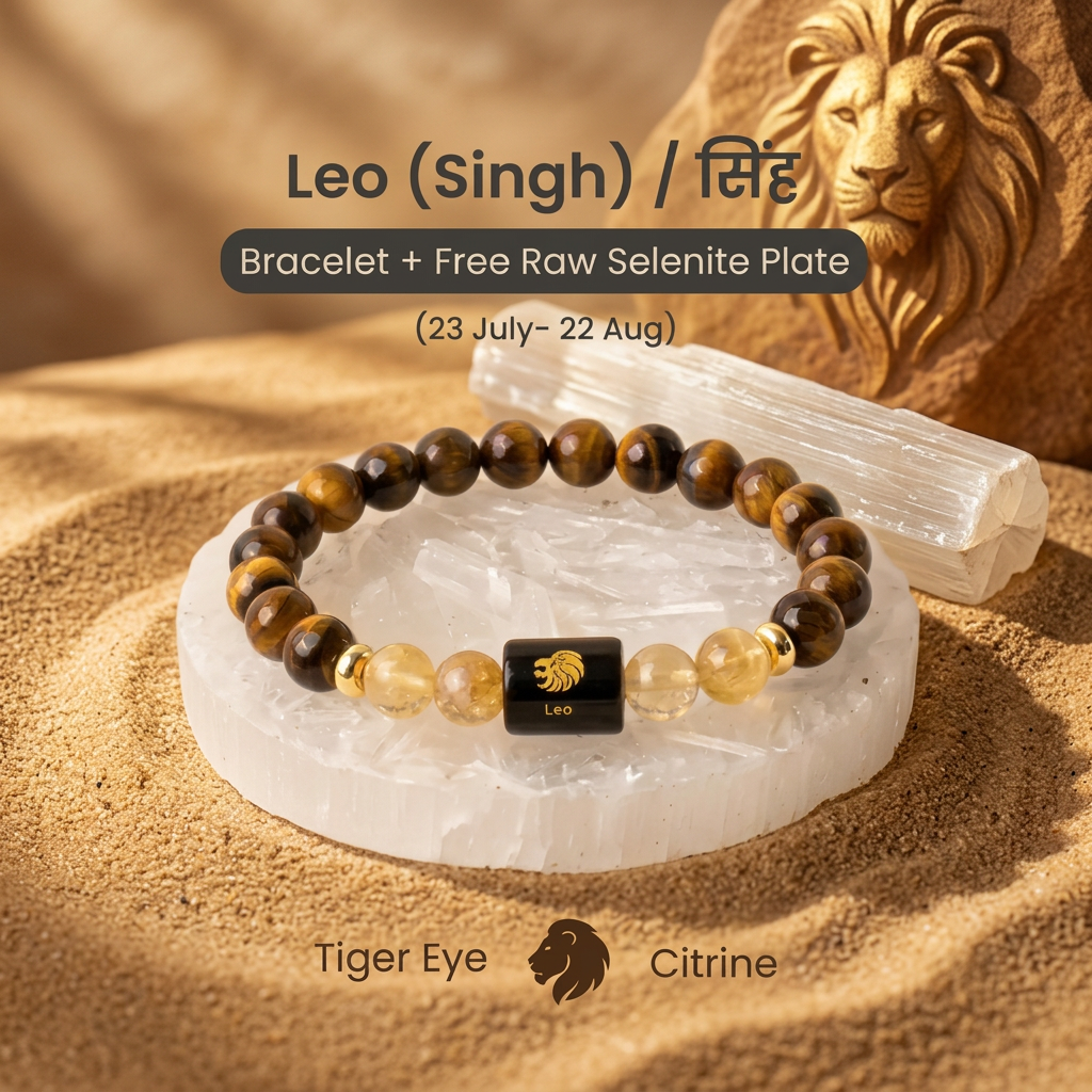 Leo (सिंह राशि) Zodiac Tiger Eye & Citrine Bracelet