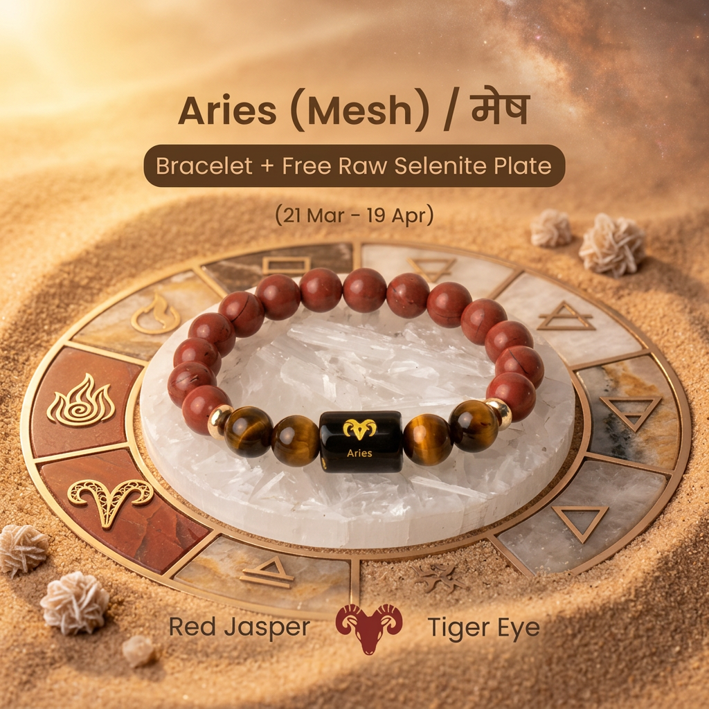 Aries (मेष राशि) Zodiac Red Jasper & Tiger Eye Bracelet